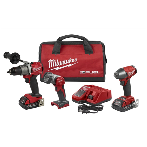 Milwaukee M18â„¢ FUELâ„¢ 3PC Auto Drill, Impact Wrench & Light Kit