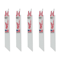 MilwaukeeÂ® 5-Pack of 6â€ with 24 TPI Thin Metal Cutting SAWZALL Reciprocating Saw Blades