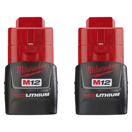 MilwaukeeÂ® 2-Pack of M12â„¢ REDLITHIUMâ„¢ 12V Compact Batteries