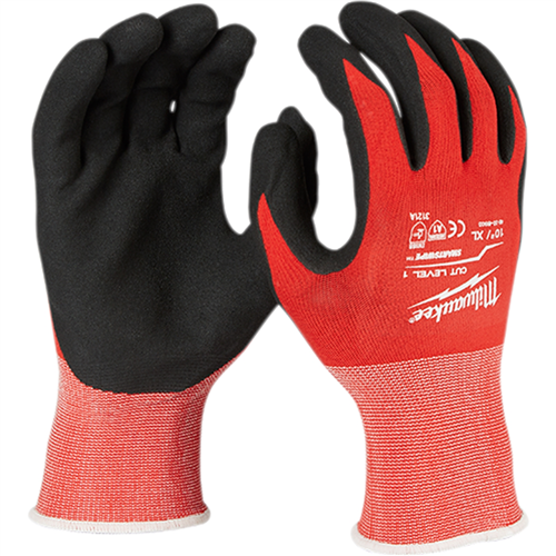 MilwaukeeÂ® Nitrile Gloves, Size XL, Cut 1