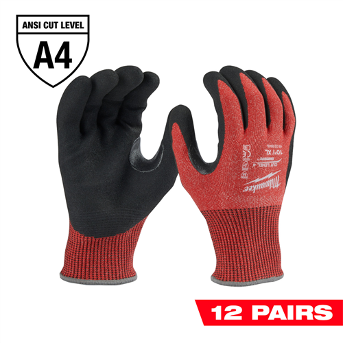Milwaukee 48-22-8948B 12 Pair Cut Level 4 Nitrile Dipped Gloves - Xl