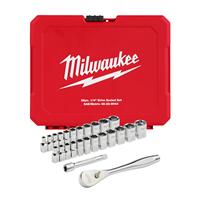 25pc 1/4" Drive Metric & SAE Ratchet and Socket Set with FOUR FLAT SIDES