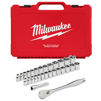 29pc 3/8" Drive Metric & SAE Ratchet and Socket Set with FOUR FLAT SIDES