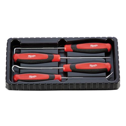 MilwaukeeÂ® 4-Piece All-Metal Core Comfort Grip Hook & Pick Set, Chrome Plated