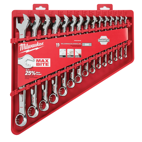 Milwaukee 15-Piece MAX BITE Combination Wrench Set - SAE, Open-End Grip, I-Beam Handle