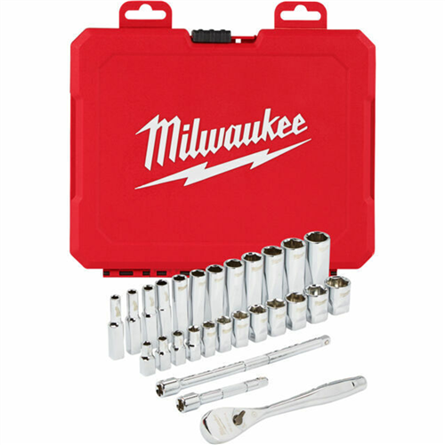 Milwaukee 48-22-9504 1/4" Drive 28Pc Ratchet & Socket Set - Metric