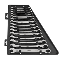 MilwaukeeÂ® 15-Piece Ratcheting Combination Wrench Set - Metric w/ MAX BITEâ„¢ Open-End Grip