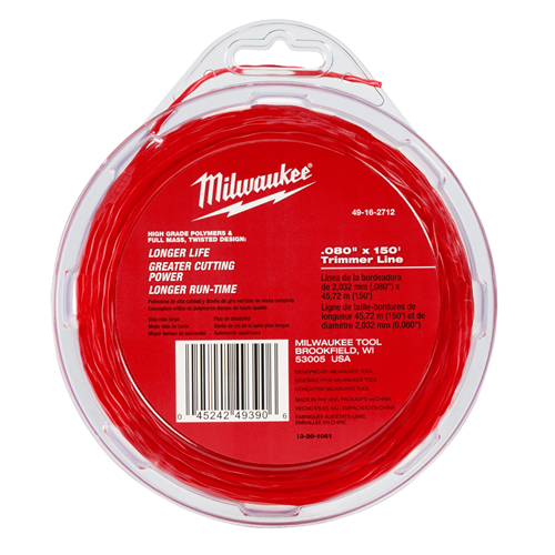 MilwaukeeÂ® .080 in. x 150 ft. Brush Grass Landscaping Trimmer Line