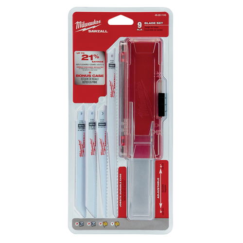 MilwaukeeÂ® 9-Piece General Purpose SAWZALLÂ® Blade Set