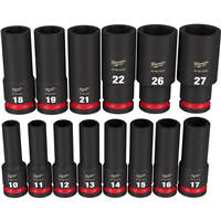 Milwaukee 49-66-7014 14Pc Imp Duty 1/2"Dr Metric Dp 6-Pt Socket Set