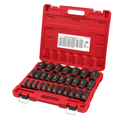 Milwaukee 49-66-7015 29Pc Imp Duty 1/2"Dr Metric Dp 6-Pt Socket Set