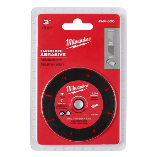 MilwaukeeÂ® 3 in. Carbide Abrasive Cut Off Blade MAX 20k RPM