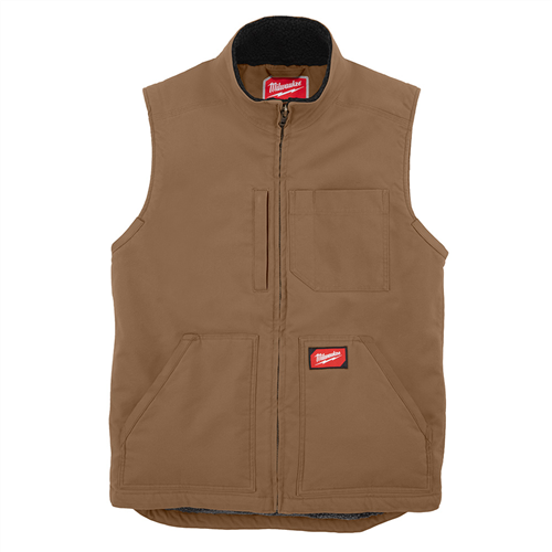 HEAVY DUTY SHERPA-LINED VEST - BROWN XL