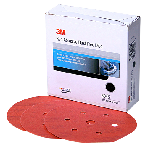 3Mâ„¢ Red Abrasive Hookitâ„¢ Disc, Dust Free, 6", P100 Grit, 50 Per Box