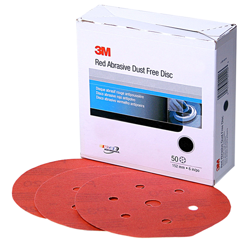 3Mâ„¢ Red Abrasive Hookitâ„¢ Disc, Dust Free, 6", 40 Grit, 25 Per Box