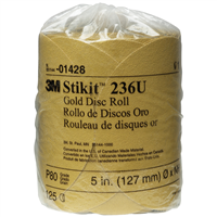 3M 1428 5" 3M Stikit Gold Disc Roll - 125 Discs per Roll