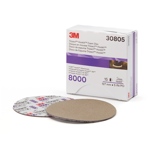 3M Trizact Hookit Foam Disc, 30805, 5 in, 8000, 15 discs per carton, 4 cartons per case