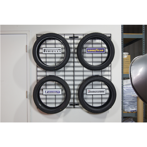The Wall Grid Tire Display with Hooks Complete Set