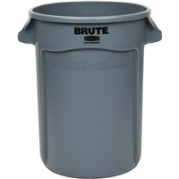 56188915 Rubbermaid 32 Gal Gray Round Trash Can