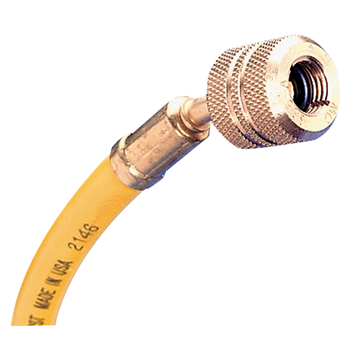 96" R-12 Yellow Hose With Auto Shut-Off Fittings