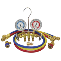 Dual R-12/R-134A Brass Manifold Gauge Set