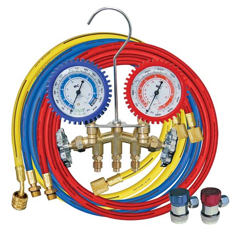 Brass R134A 2 Way Manifold Gauge Set with 72" Hoses
