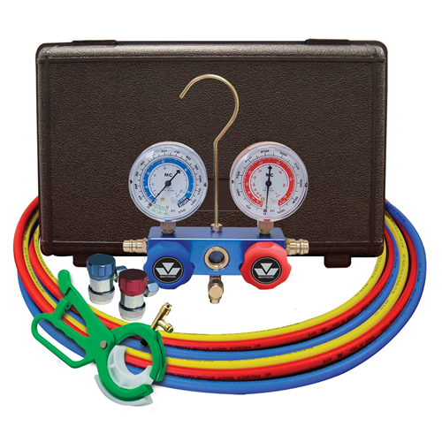 Dual R134a/R12 2-way Manifold Gauge Set  with FREE 85530 3-in-1 Side Can Tap