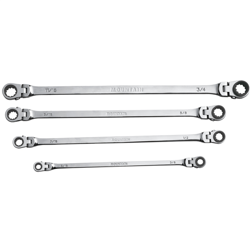 4-Piece SAE Double Box Universal Spline Ratcheting Wrench Set