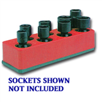 Mechanics Time Saver 887 3/8 in. Drive Universal Rocket Red 8 Hole Impact Socket Holder