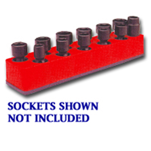 3/8 in. Drive Universal Red 11 Hole Impact Socket Holder 9-19mm