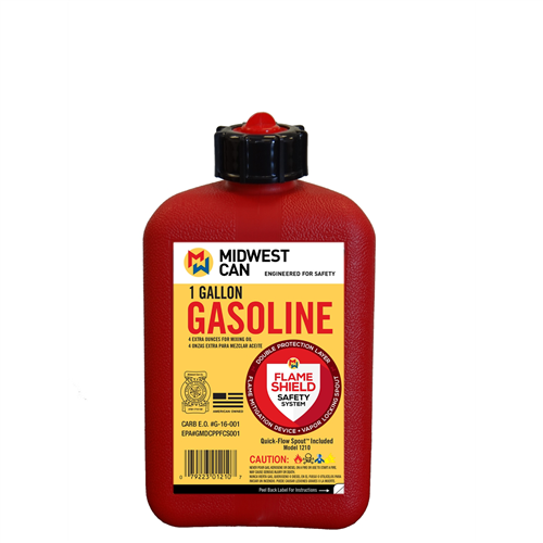 Midwest Can FMD Gasoline Container, 1 Gallon Gas Can plus 4 oz. for Oil Mixture