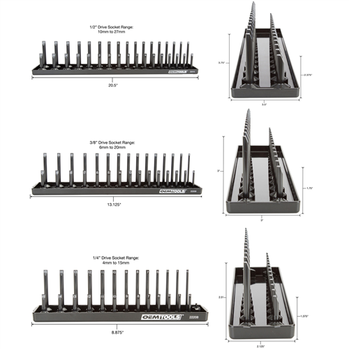 3PC Socket Tray Set, Metric