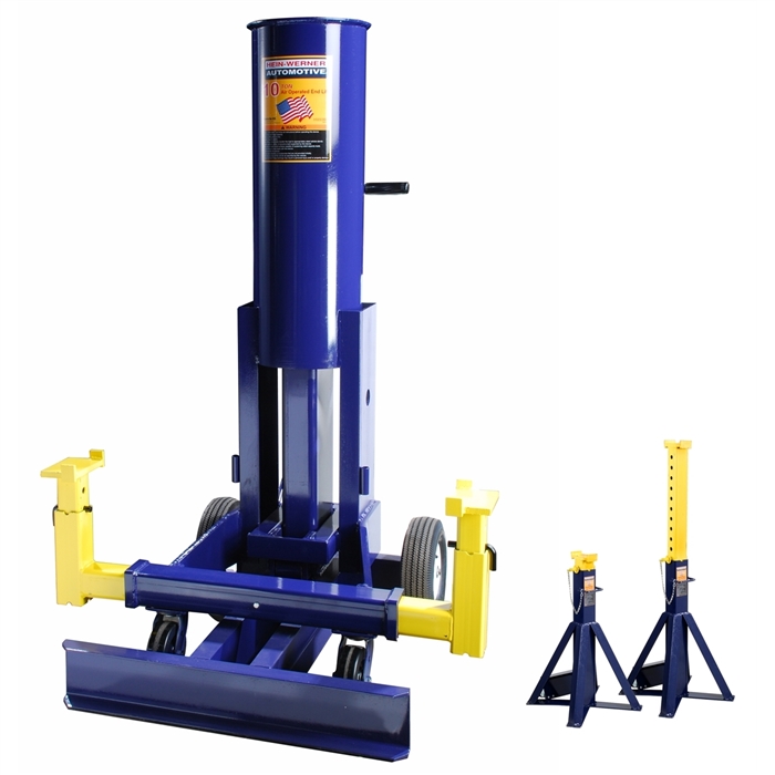 10 Ton Air Operated End Lift with High Lift 10 Ton Stands