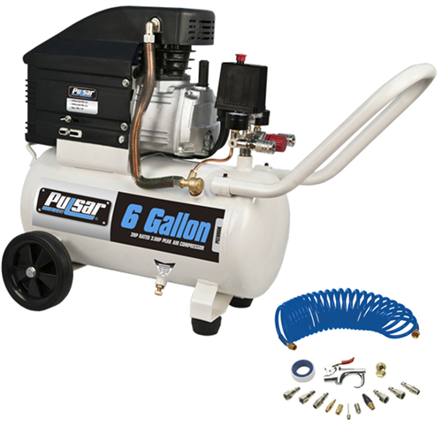 6 Gallon Horizontal Air Compressor W/Accy - Pulsar Products Inc