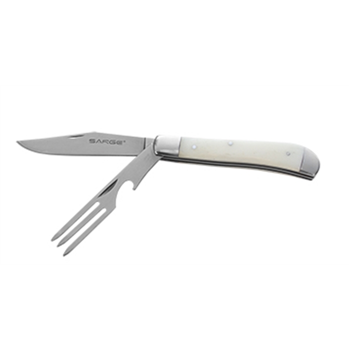 SargeÂ® White Bone Hobo Knife - Interlocking Fork and Knife