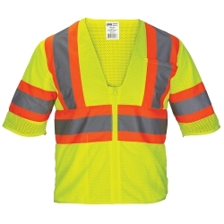 SAS SafetyÂ® Class-3 Mesh Yellow Safety Vest with Front Zipper, Size XXXXL