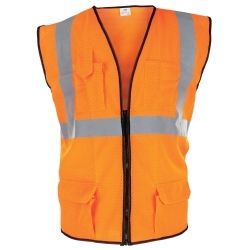 SAS SafetyÂ® Class-2 Orange Surveyorâ€™s Vest, Size L