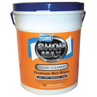 Tork Premium ShopMax Wet Wipes, Hand Cleaner, Single Sheet Dispenser, 72 Sheets per Bucket