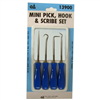 SG Tool Aid 13900 4-Piece Mini Pick, Hook & Scribe Set