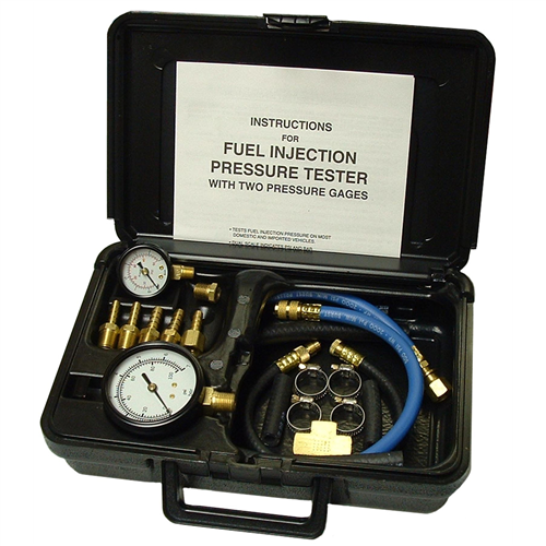 Fuel Injection Pressure Tester with Two Gages in Molded Plastic Storage Case