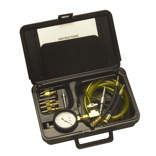 Multi-Port Fuel Injector Pressure Tester System with Quick Couplers for Domestic and Foreign Vehicles in a Molded Plastic Case