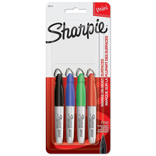 Sharpie Mini Permanent Marker 4-Piece Set (Black, Red, Blue and Green)