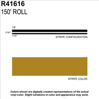 Sharpline Converting Inc R41616 Pinstripe Tape Ms, 1/4" X 150'; Gold Metallic
