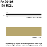 Sharpline Converting Inc R420105 Pinstripe Tape Ms, 5/16" X 150'; Light Gold Metall