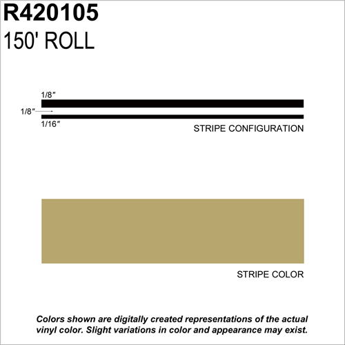 Sharpline Converting Inc R420105 Pinstripe Tape Ms, 5/16" X 150'; Light Gold Metall