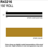 Sharpline Converting Inc R43216 Pinstripe Tape Ms, 1/2" X 150'; Gold Metallic