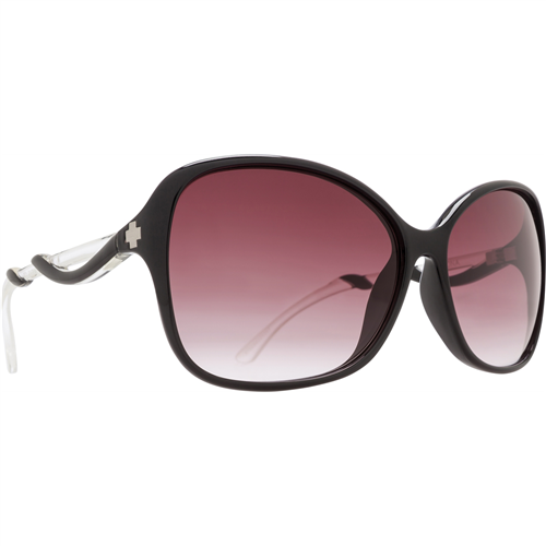 Spy Optic Fiona Sunglasses, Black w/ Clear Frame w/ Happy Merlot Fade Lens