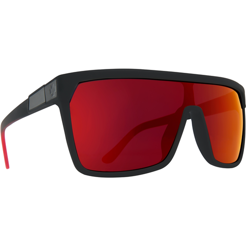 Spy Optic Flynn Sunglasses, Soft Matte Black Red Fade Frame w/ HD Plus Gray Green w/ Red Light Spectra Mirror Lens