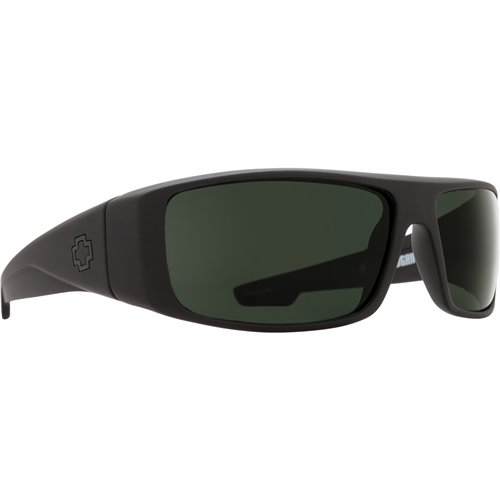 Spy Optic Logan Sunglasses, Soft Matte Black Frame and Happy Gray Green Polar Lens