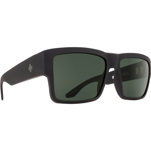 Spy Optic Cyrus Sunglasses, Soft Matte Black Frame w/ HD Plus Gray Green Polar Lens